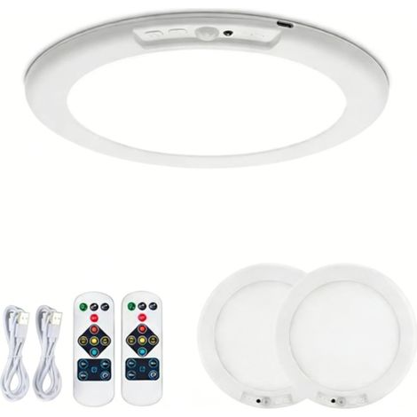 Plafonnier LED - Détecteur De Mouvement - Rechargeable - Télécommande Incluse - 2 Unités (1/5)