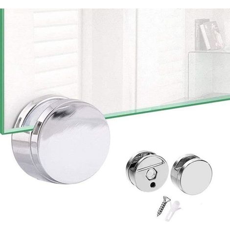 Clip Miroir - Support Murale Rond en Alliage de Zinc - Pour Verre Épaisseur 3 à 6 mm - Salle de Bain Toilette Dressing - 8 Pièces (1/4)