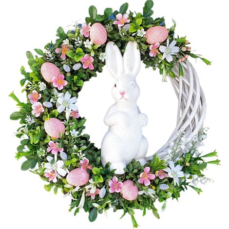 Guirlande En Rotin Naturel - Guirlande Rabbits 2D Pliable Fait-main Pour Décoration Murale Ou Porte - 24 cm - 1 Pièce (1/4)