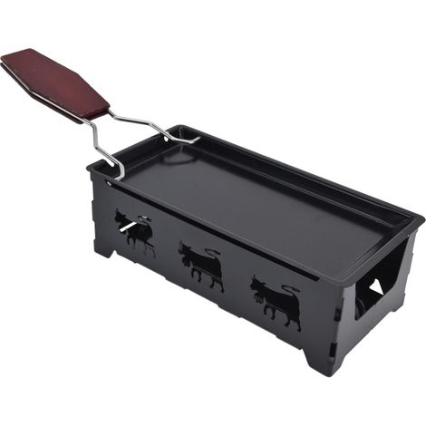 Mini appareil à raclette avec poignée noire, ustensile de cuisson rectangulaire pour le fromage (1/5)