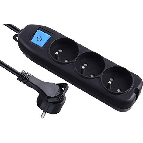 Electraline Ciabatta elettrica 3 prese, Interruttore e Spina Piatta – 1,5 m, nero, 32050 (1/3)