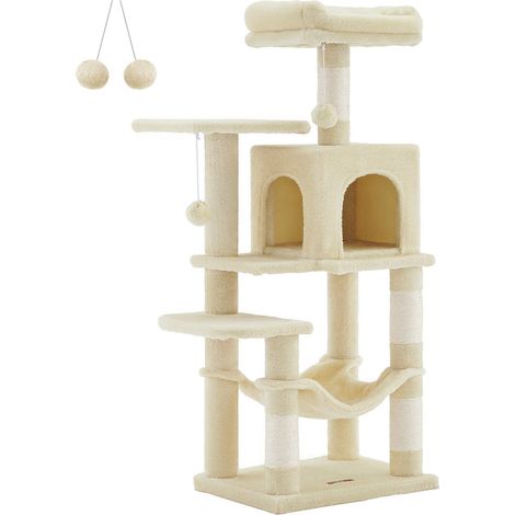 Torre de juegos con hamaca y árbol para gatos de 143 cm color gris beige 120003855 (1/5)