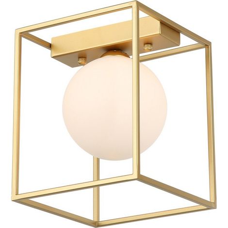 Italux Mediamo - Plafonnier encastré moderne doré 1 lumière avec abat-jour blanc, G9