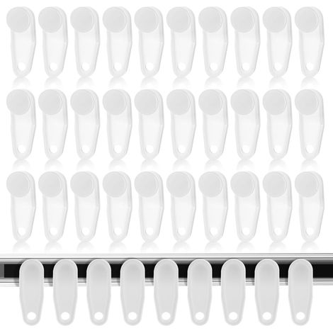 50 ganchos de plástico blanco para cortinas, ganchos deslizantes silenciosos para rieles de 8-12 mm, sin herramientas, para cortinas. (1/5)