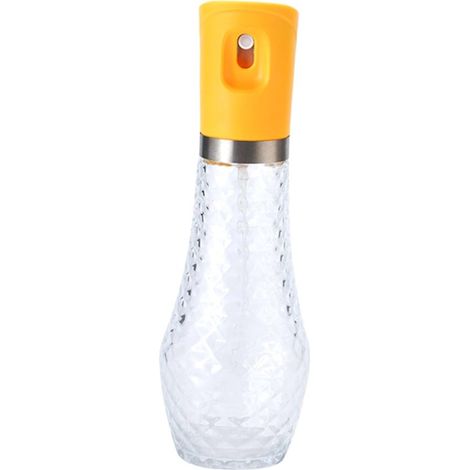 Pulverizador de aceite de cocina de vidrio y acero inoxidable，pulverizador de aceite amarillo reutilizable，práctico utensilio de cocina (1/5)