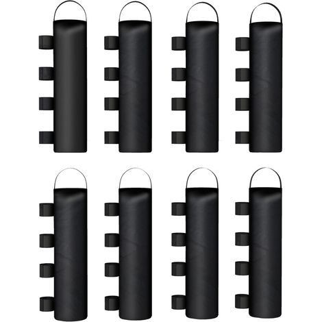 Ensemble de 8 sacs de sable pour stabiliser les pieds de tonnelle – sacs robustes de 40 kg en tissu Oxford 600D, sable non fourni, couleur noire (1/5)