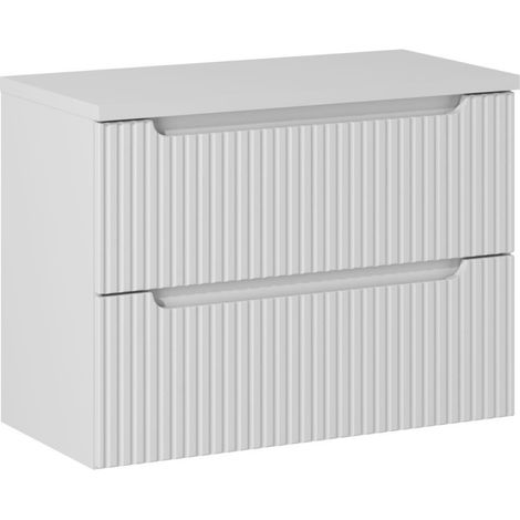 Meuble sous vasque suspendu 2 tiroirs avec le plan NOVA blanc 80 CM (1/5)