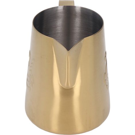 Pichet à lait inox 304 420ML avec bec verseur ergonomique, design élégant pour mousseur à lait, idéal pour café et cappuccino, finition dorée. (1/5)