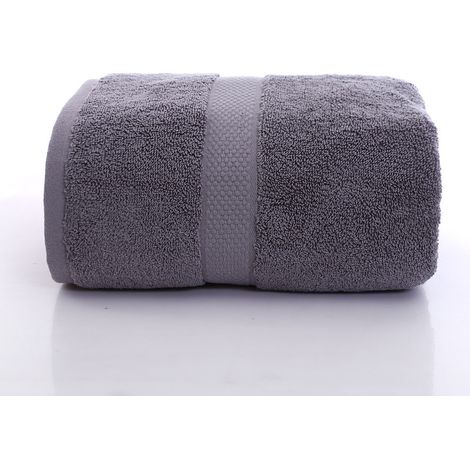 Lot de 2 grandes serviettes de bain — 100 % pur coton (500 g). Extrêmement douces au toucher, très absorbantes et à séchage rapide. Dimensions : 70 x 140 cm. Couleur : Gris foncé. (1/5)