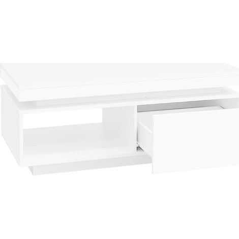 ELVMI Set di Mobili da Soggiorno con 1 Mobile TV e 1 Tavolino, Illuminazione LED, Pannelli di Truciolare, Bianco (1/5)