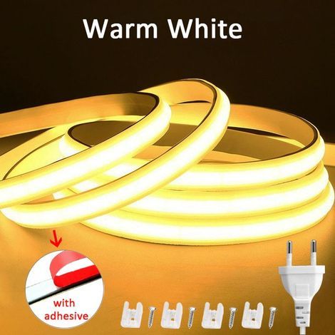 1 x COB-LED-Streifen, 3 m, 220 V, wasserdicht mit Schalter – Warmweiß 3000 K, für den Innen- und Außenbereich (1/5)