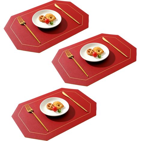 Set De Table - Cuir Synthétique Résistant À L'huile - Style Western - Carré Double Face - Pour Intérieur - Lot De 4 (1/5)