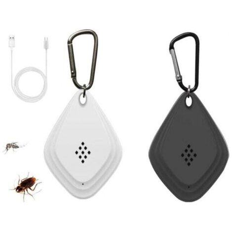 Pezzi (bianco + nero) repellente per zanzare portatile a ultrasuoni, repellente elettronico per zanzare, eliminatore elettronico di zanzare, ricarica USB, comodo e portatile per il controllo delle zan