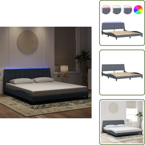 Cuscino testiera - vidaXL Giroletto con LED senza Materasso Hanko Grigio Scuro 180x200 cm in Velluto - Velluto