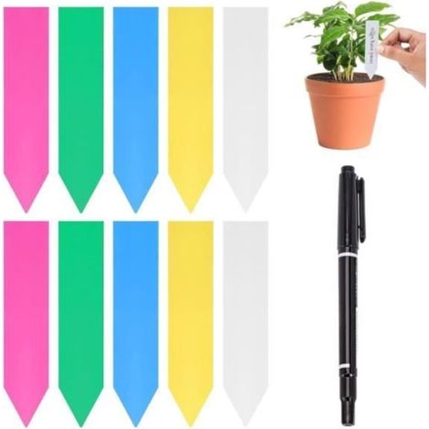 Set of 500 multicolor plastic garden labels - 10 x 2 cm - Waterproof plant markers in 5 colors (1/4)