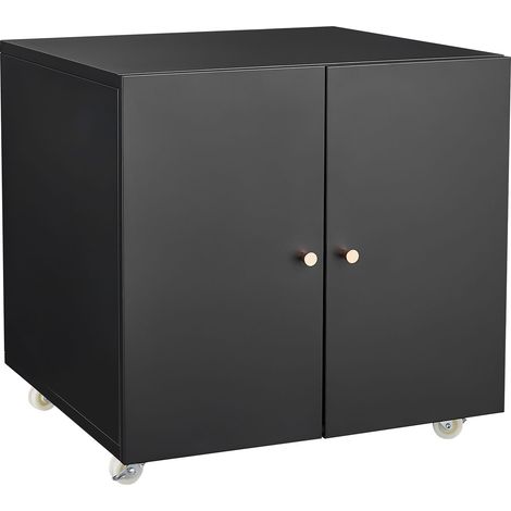 CAIziMeuble imprimante mobile métal noir avec rangement armoire à roulettes