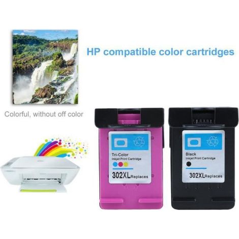 Pack 2 cartouches compatibles HP 302 XL - ENVY 4520 - 1 noire et 1 couleurs (1/4)