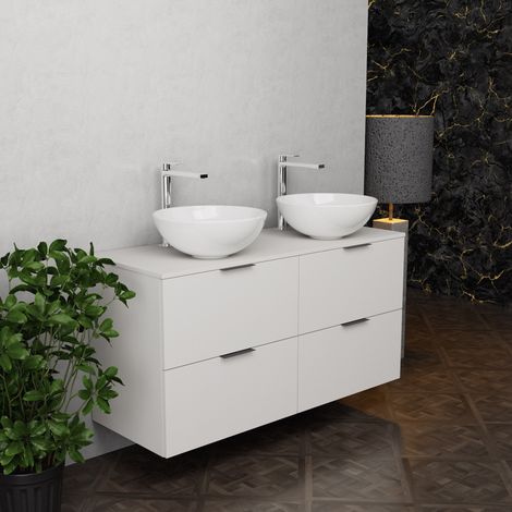 Inda - Meuble de salle de bain L.120 avec double vasque à poser / (1/5)