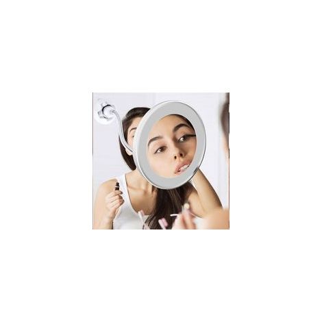 Miroir Grossissant Rotatif à LED avec Ventouse - JINFGERNE - Grossissement x5, Éclairage Parfait et Bras Flexible pour Maquillage et Soins de la Peau (1/4)