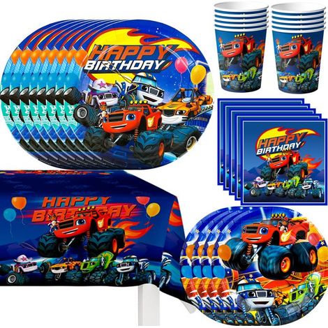 Piatti di Carta Usa e Getta Monster Truck per Feste, Set di Piatti per Feste, Decorazione per Compleanno Piatti Monster Truck