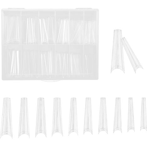 240 pièces demi-ongles extra longs transparents, embouts artificiels pour pose maison ou salon (1/5)