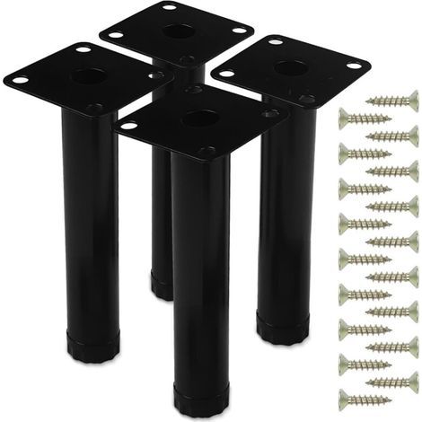 4 gambe per mobili da 15 cm, con 18 viti regolabili, gambe in metallo nero per tavolino da caffè, piedini regolabili in altezza per mobili, divani, scrivanie, cucine, armadi (1/5)