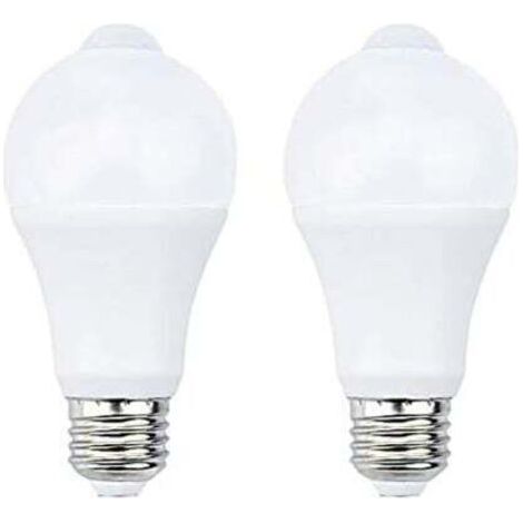 12W E27 PIR Infrarouge Ampoule LED avec Détecteur de Mouvement ON/OFF matiquement A60 220V 700lm équivalent 70W Halogène pour Escalier Couloir Garage(Lot de 2,Blanc Chaud 2700k) (1/4)