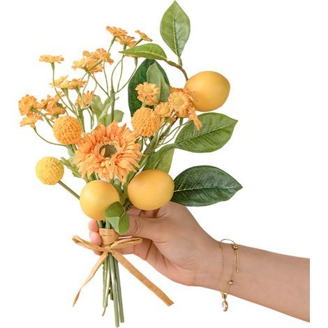 Bouquet de Tiges de Brindilles de Citron Jaune, Décorations d'été pour Vase de Maison, Bouquet et Artisanat (ZZ) (1/4)