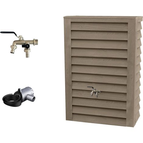 GARANTIA WOODY Junior Wandtank Komplett-Set 300 Liter lightwood inkl. Chrom-Doppelauslaufhahn und Fallrohranschluss (1/5)