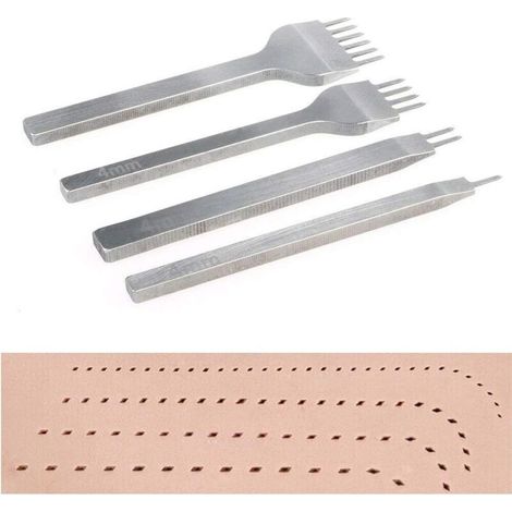 4-teiliges DIY-Lochstanzer-Werkzeugset für Lederhandwerk, Stanzwerkzeugset für Lederhandwerk (4 mm)