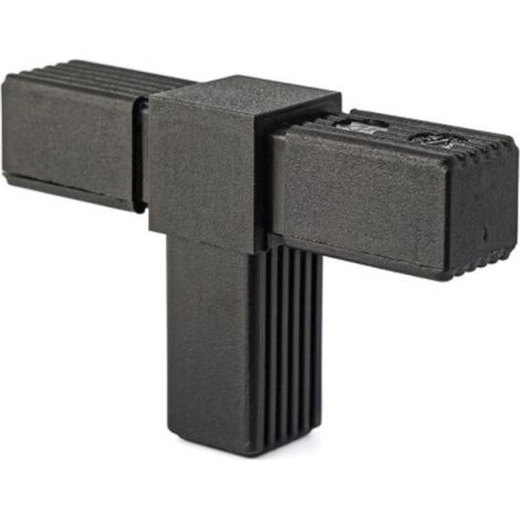 Raccord en T pour tube carré en acier en 30x30x2mm - Hauteur 30mm Longueur 124mm - Nylon noir - DECO FER FORGE
