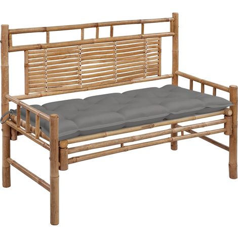 Gartenbank mit Auflage 120 cm Bambus
