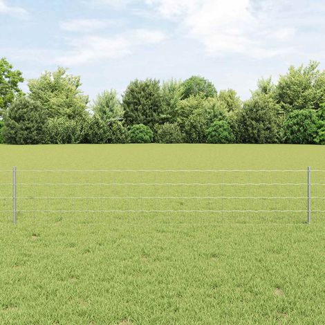 Zaun mit Pfosten Silber 0,4 x 25 m Stahl