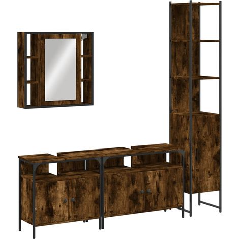 Ensemble d'armoires de salle de bain 4 pcs - Colonne Miroir Meuble sous-vasque chêne fumé fr1524 - Maison La Vie