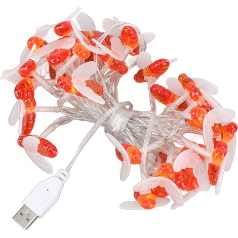 Solar-Lichterkette mit Bienenmotiv, 3 m, 30 LEDs, Honigbienen-Lichterkette, USB-Stromversorgung, wasserdicht, Weihnachtsdekoration (1/5)