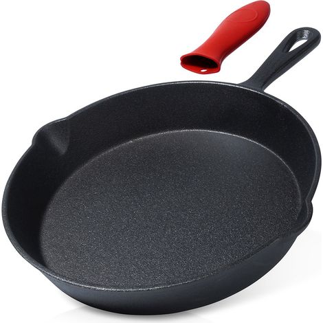 Gusseisenpfanne für Gas, Induktion, Grill, Kamin, für Backofen, Platte 25 cm