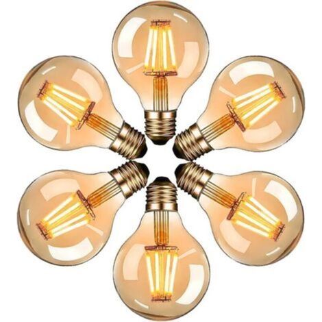 Ampoules LED Edison, Ampoule Vintage G80 E27 4W, Blanc Chaud 2700K, Ampoule Rétro à Filament,Non-Dimmable, Lot de 6
