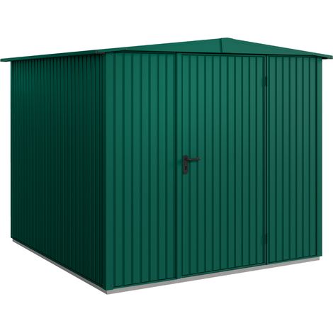 Hörmann Metall-Gerätehaus Berry Classic mit Satteldach Typ 2, 259 x 248 cm, moosgrün, 6,4 m², 1-flüglige Tür (1/5)