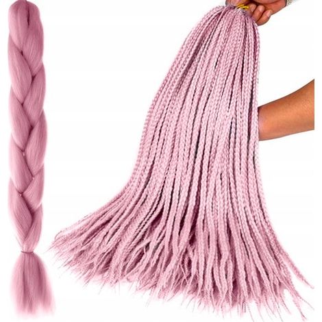 Pinkfarbene, dicke, gerade Zöpfe aus synthetischem Haar (1/3)