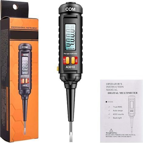 Détecteur de tension et testeur de phase sans contact, détection NCV, 12-300 V, écran LCD, détection de champ électrique, test de continuité, test de batterie, affichage numérique, lampe de poche inté (1/5)