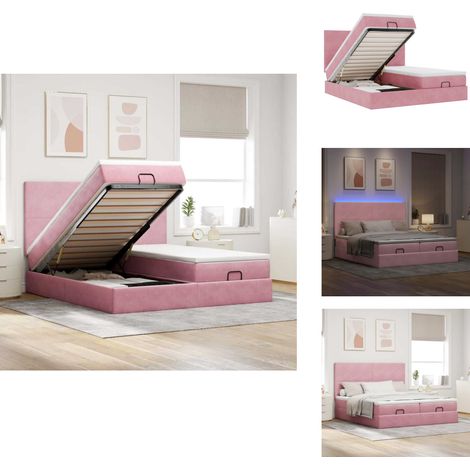 Cadre de lit ottoman avec matelas rose 180x200 cm velours - Lit Ottoman - Lits Ottomans - Cadre De Lit - Cadre De Lit Avec Rangement (1/5)