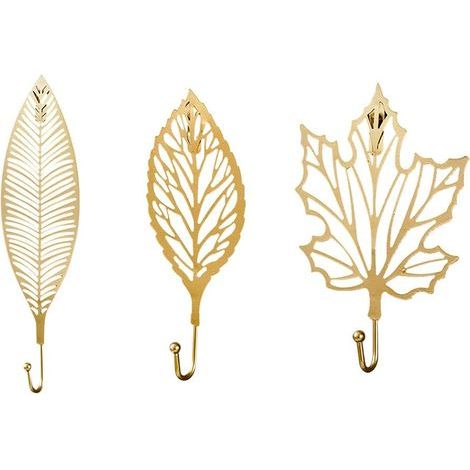 3PCS Vintage Wall Hooks, No Drilling Metal Coat Hooks Vintage Coat Hooks Leaf Shaped Gold Hooks Rustic Key Hooks Towel Hooks Decorative Hooks