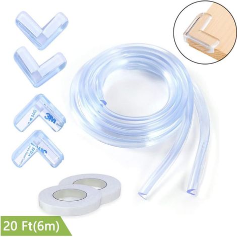 Protection D'Angle - Bande De Sécurité Transparente En Pvc 6 X 1 M + 4 Coins - Pour Meubles Bébé Et Enfants - Lot De 1 (1/5)