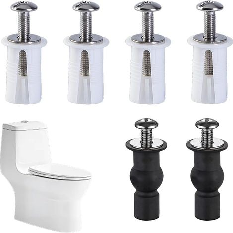 Fixation Abattant Wc Vis,6 Pièces Toilette Fixation Abattant Wc Vis, Accessoires pour Abattants,Viss de Fixation, écrous en Caoutchouc pour la Fixations de L'abattant (1/5)