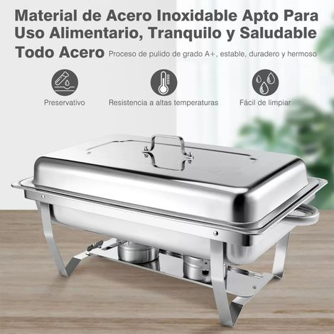Réchaud de buffet en acier inoxydable, récipient chauffant pour aliments d'hôtel et de restaurant, réchaud à alcool compartimenté (1/5)