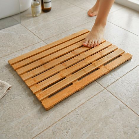 Tapis de Bain en Bambou, 60 x 37 cm, Naturel (1/5)