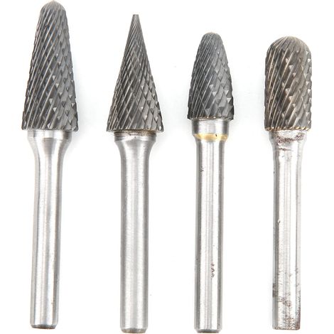 4-teiliges Rotationsfräser-Set, 6 mm Rotationsfeilen aus Wolframstahl, Schaftentgratungswerkzeug zum Polieren (1/5)
