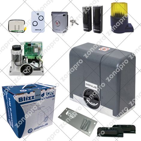 Kit Automatización Puerta Corredera FAAC GENIUS BLIZZARD 104005 433 RC 400kg 24v (1/2)