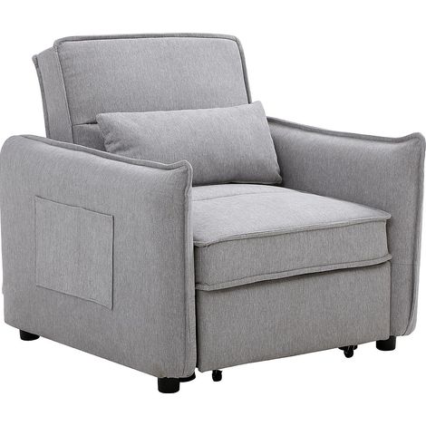 Fauteuil convertible en tissu gris clair FENORA