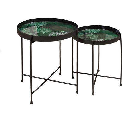 Set de 2 tables d'appoint avec plateau émaillé, GELA (1/4)